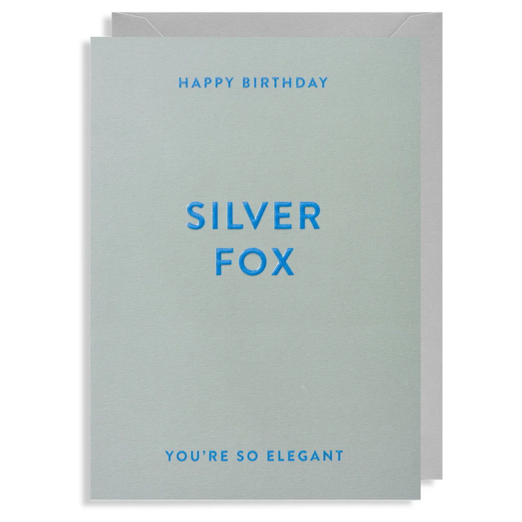 Elegant Silver Fox Birthday Card.