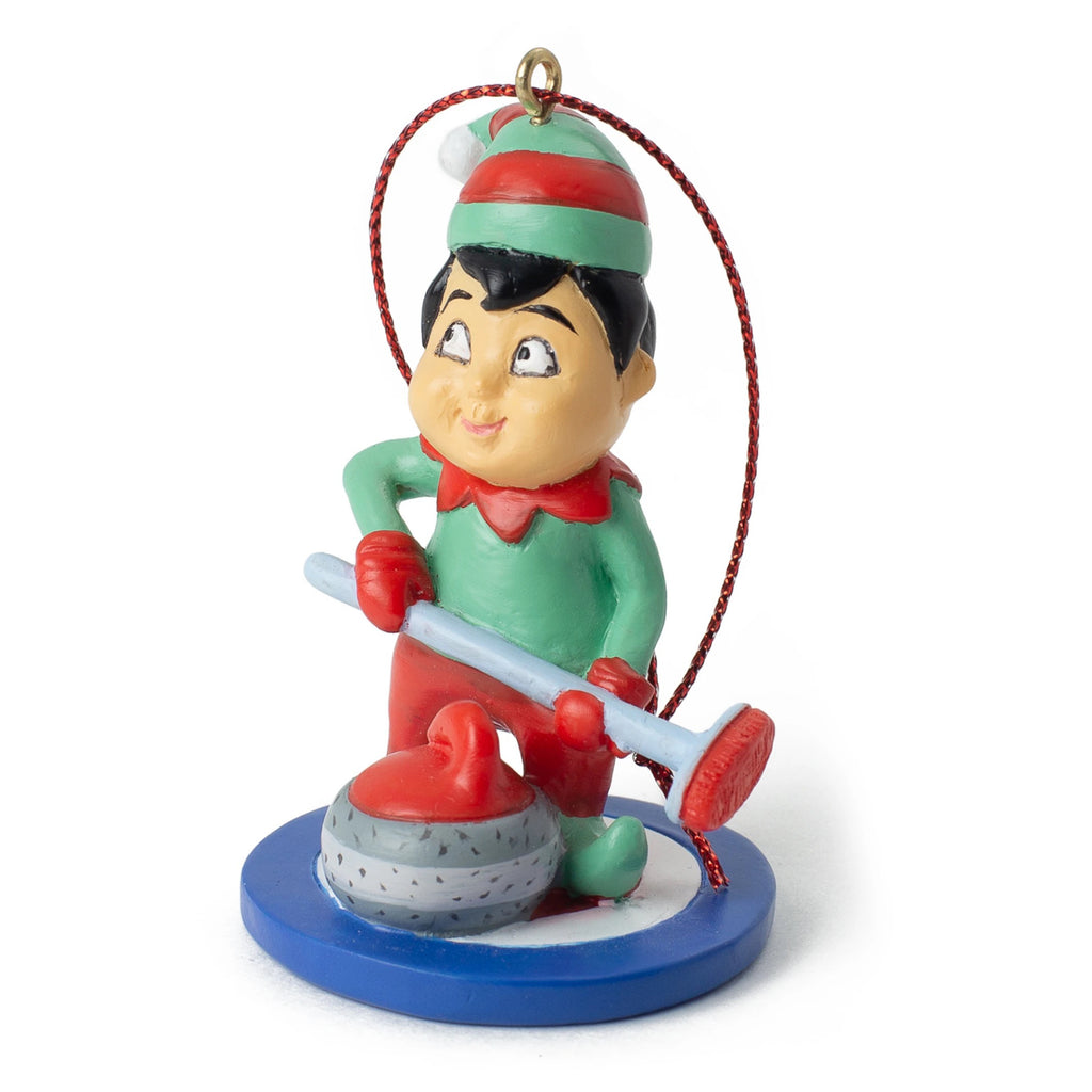 Elf Curling Ornament