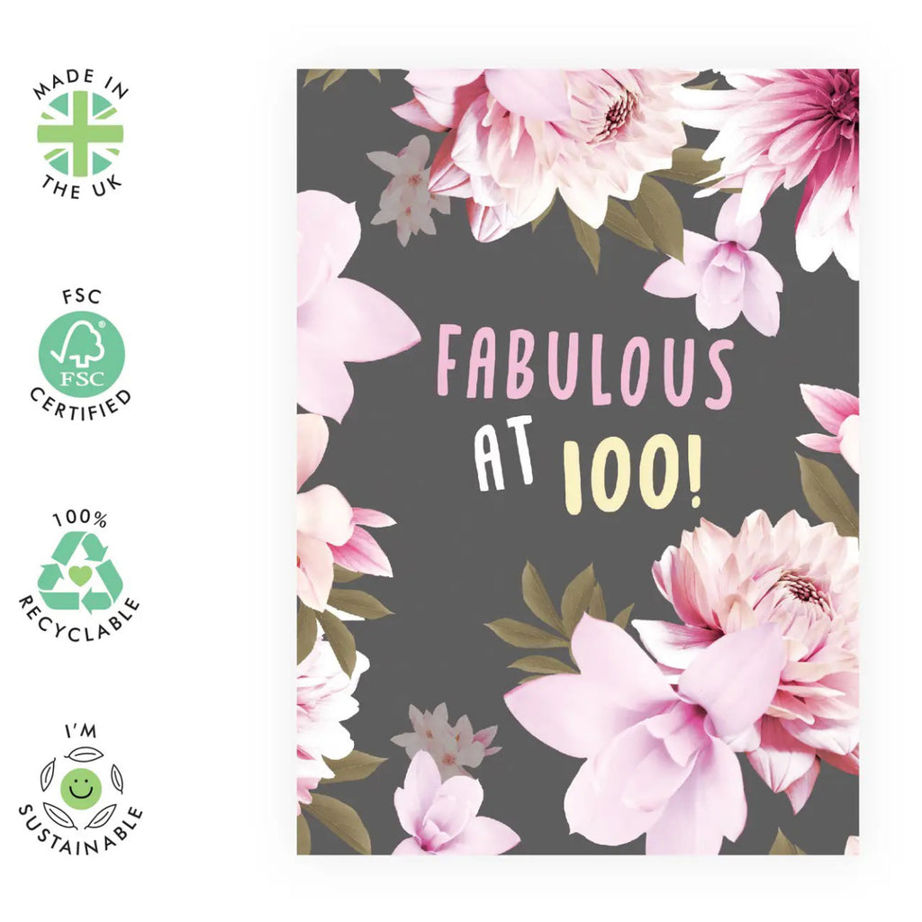 Fabulous at 100 Birthday Card environmental features.