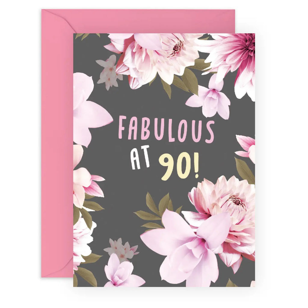Fabulous at 90 Birthday Card environmental features.