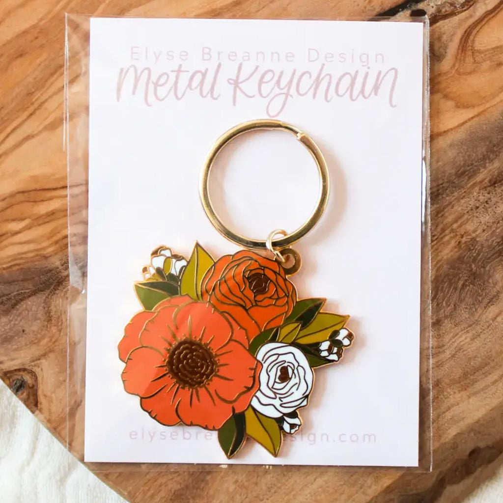 Fall Bouquet Keychain on table.