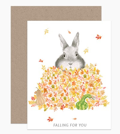 Falling For You Autumn Bunny Card