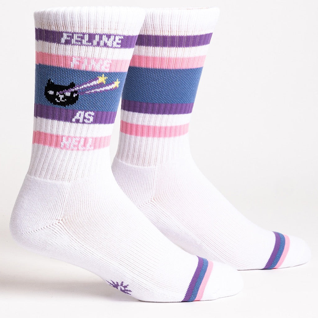 Feline Fine As Hell Athletic Ribbed Crew Socks | Sock It To Me – Outer ...