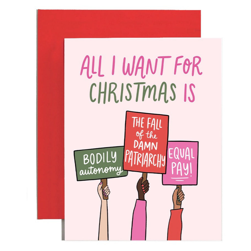 Feminist Signs Christmas Wishes Card