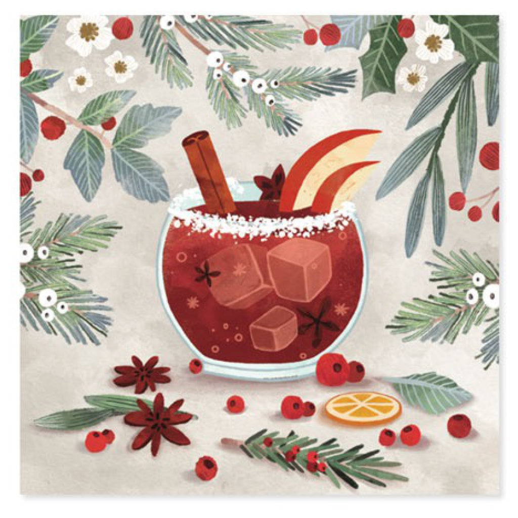 Festive Cocktails Pop-Up Christmas Card Front