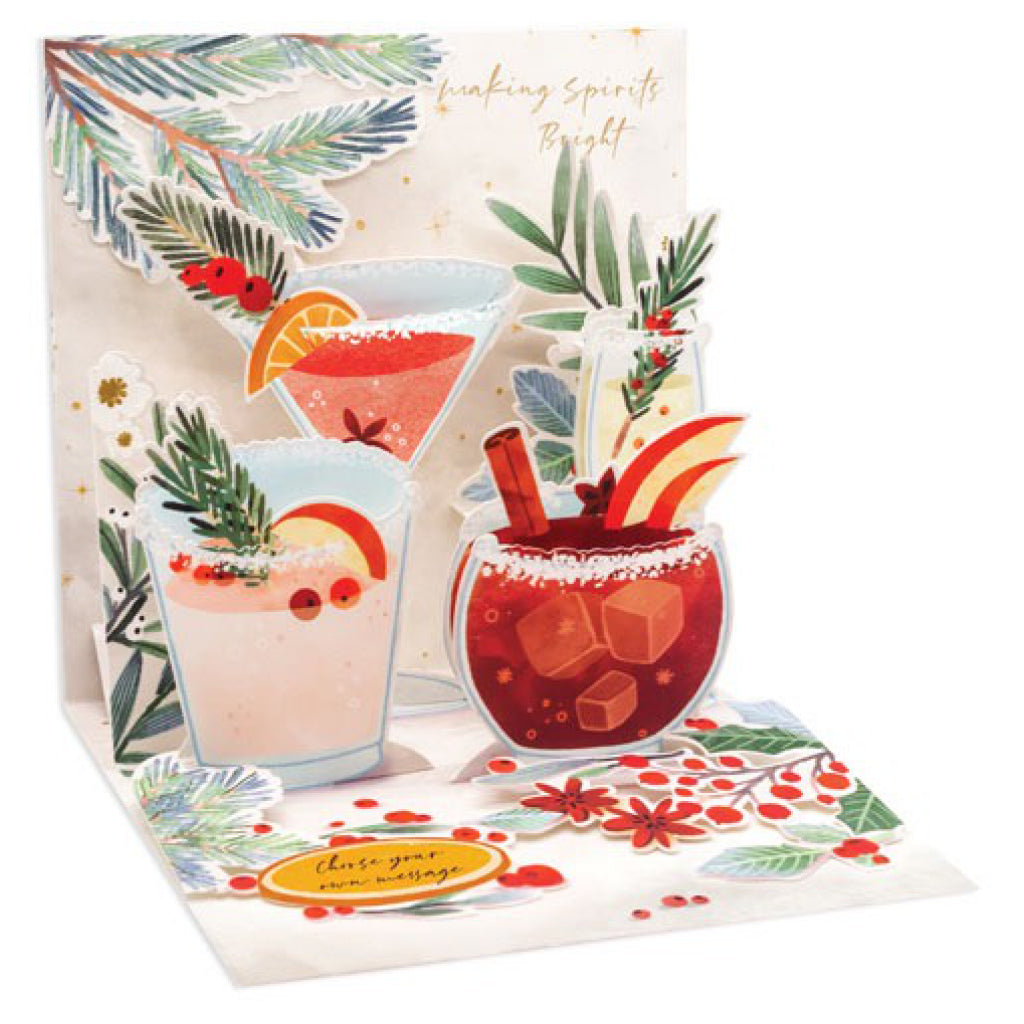 Festive Cocktails Pop-Up Christmas Card
