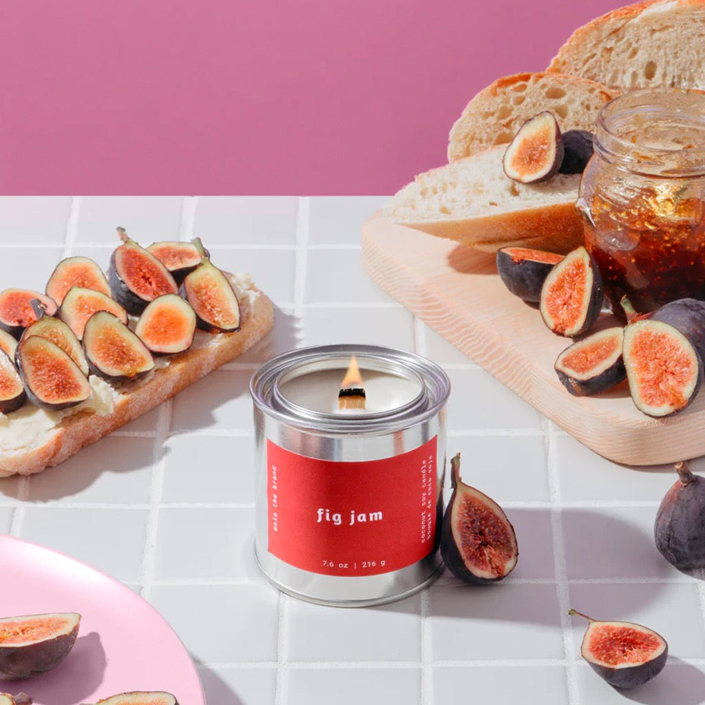 Fig Jam Candle on table.