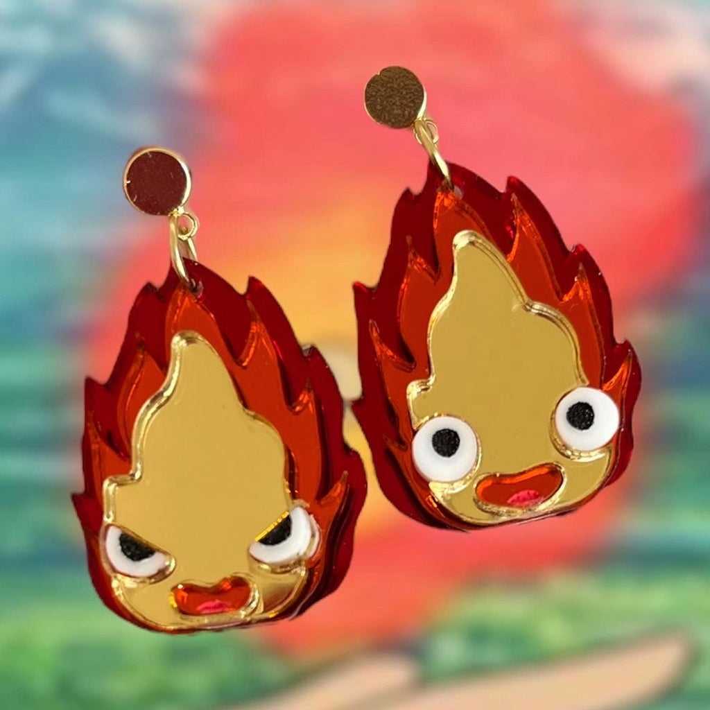 Fire Demon Red Angry & Happy Earrings.