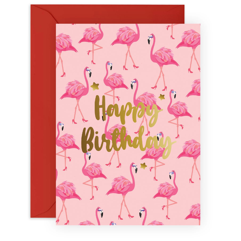 Flamingos Birthday Card.