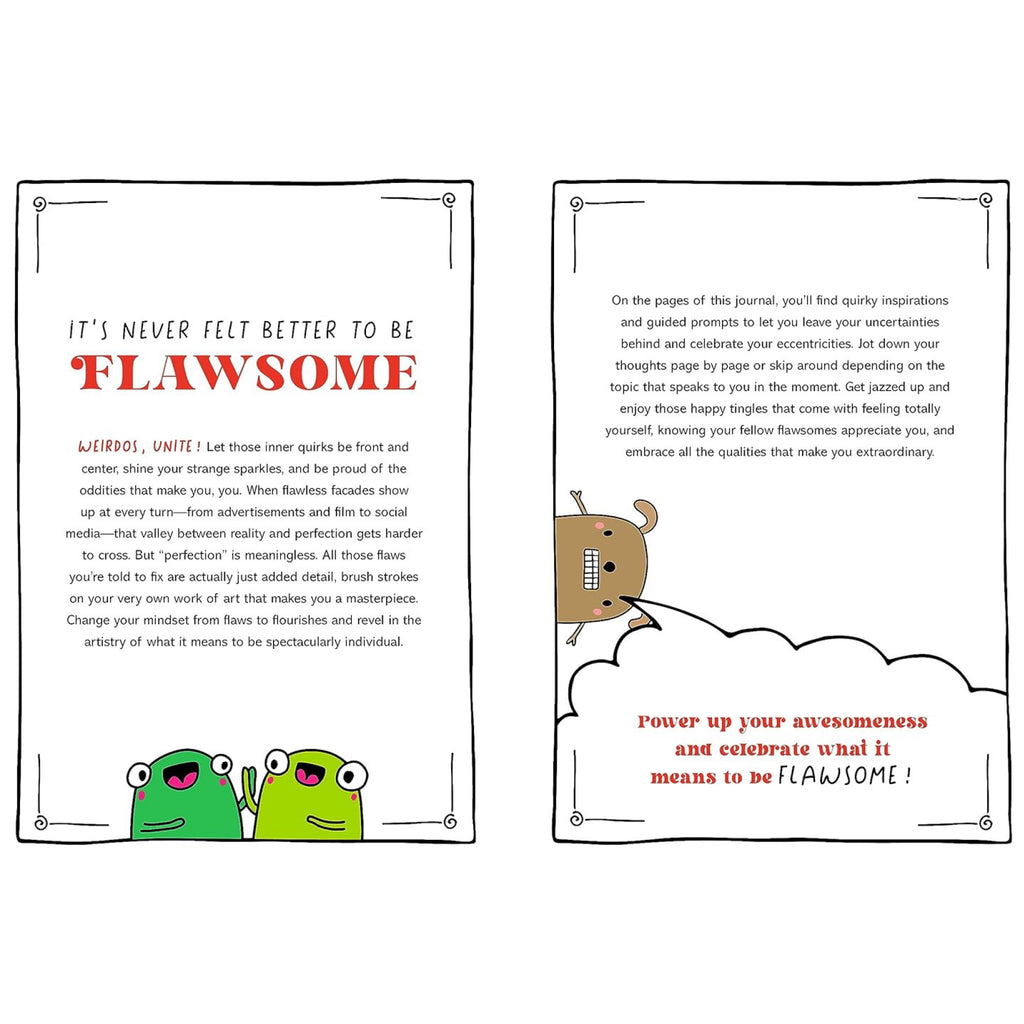 Flawsome A Journal to Embrace Your Lovable Inner Weirdo spread.