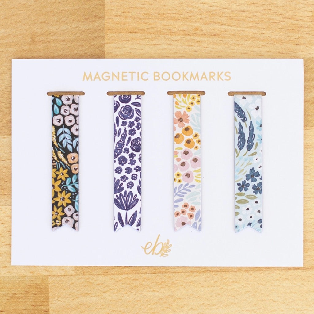 Floral Magnetic Bookmarks Cool Tones.