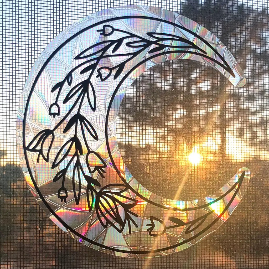 Floral Moon Suncatcher Window Cling.