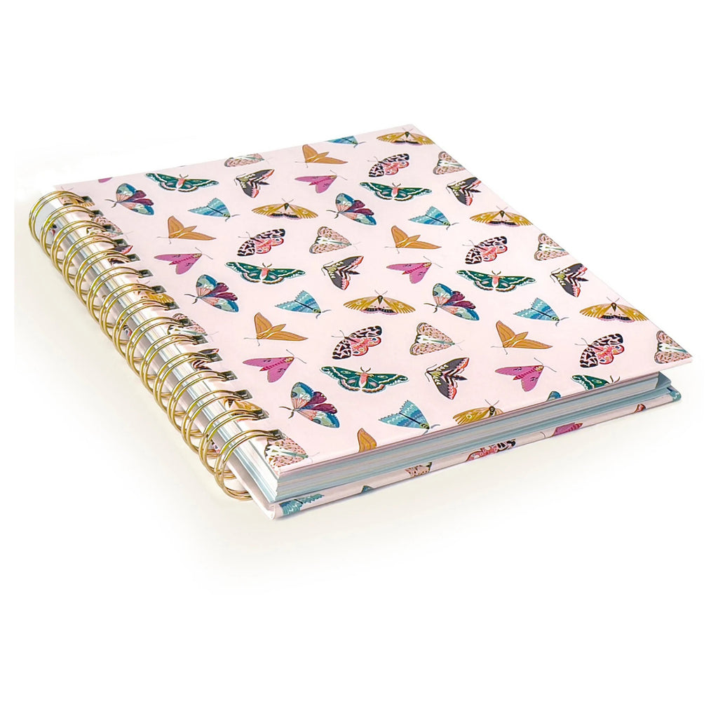 Floral Moth Tabbed Spiral Notebook Side View