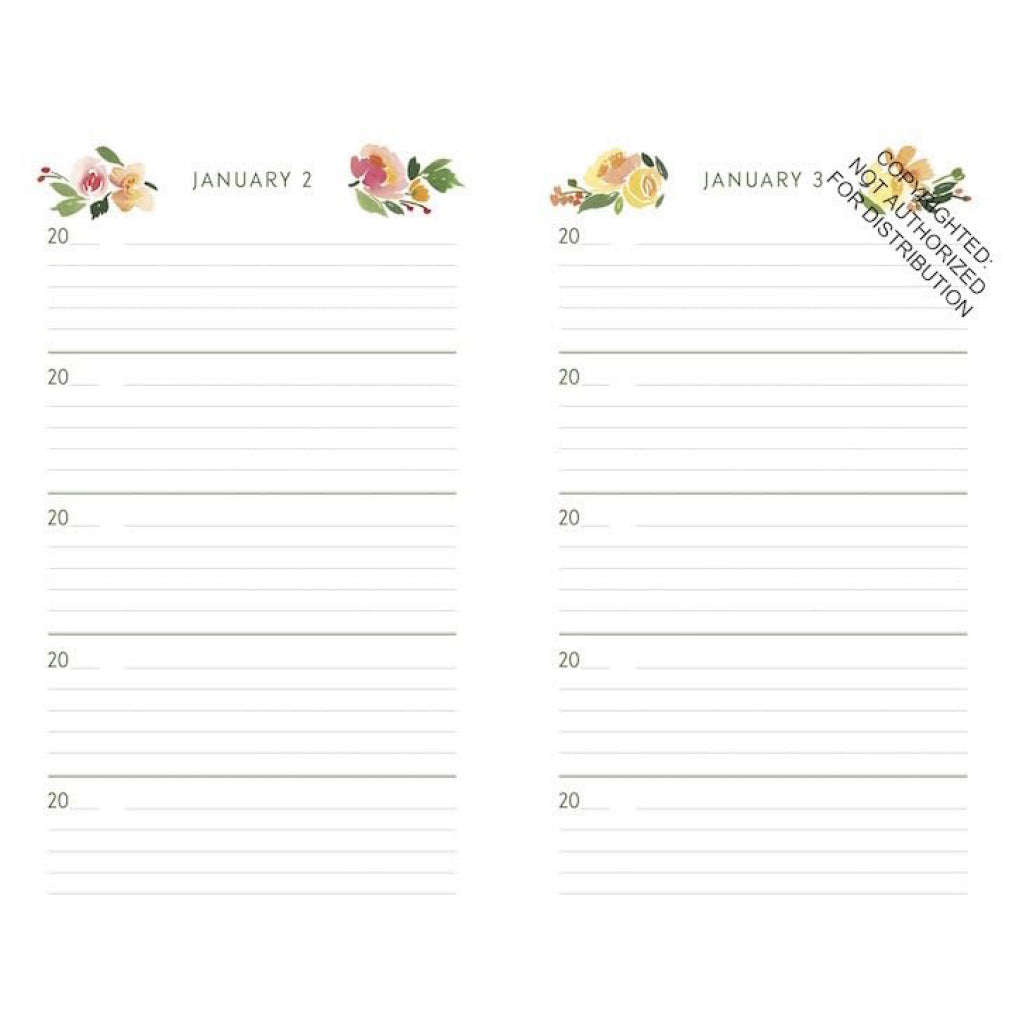 Floral One Line a Day Journal inside daily spread.