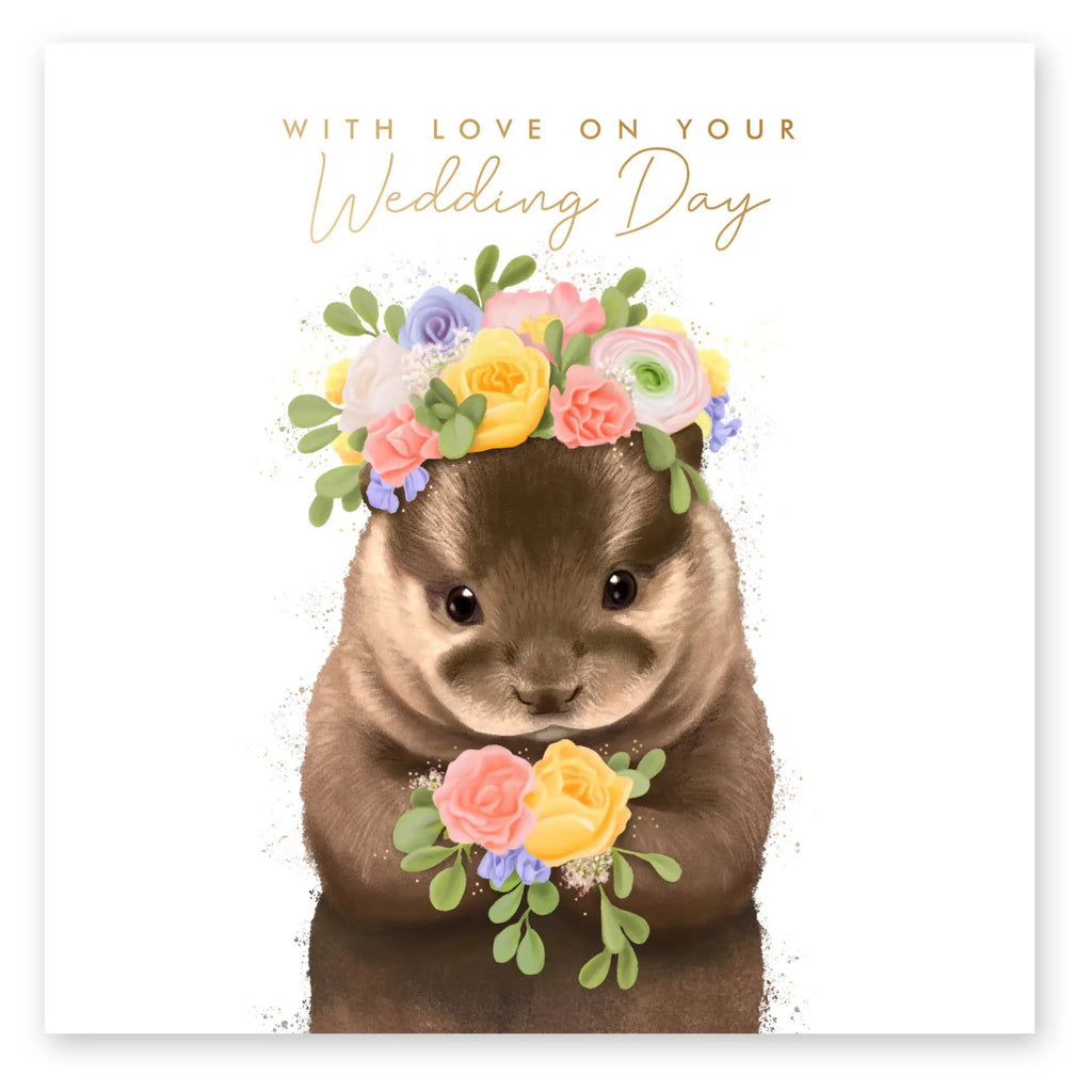 Floral Otter Wedding Card