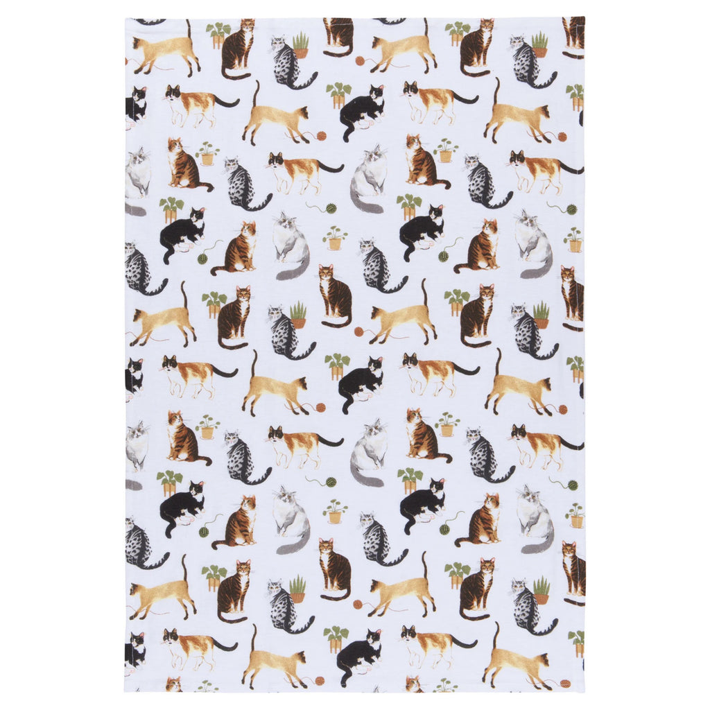 Floursack dishtowel of many cats.