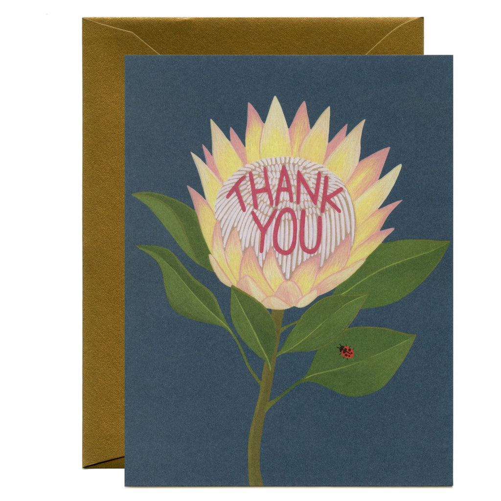 Flower With Ladybug Thank You Card