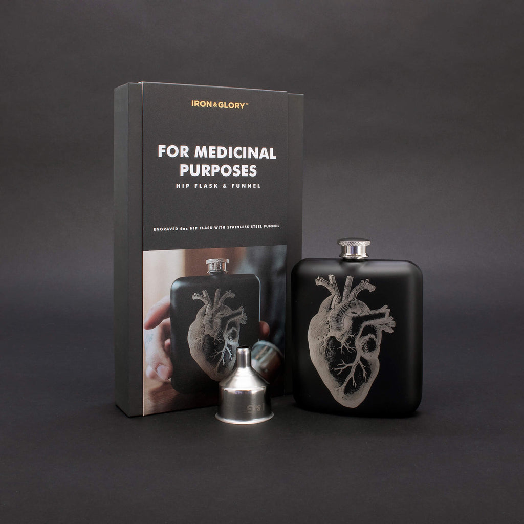 For Medicinal Purposes Flask  Funnel Set Packaging