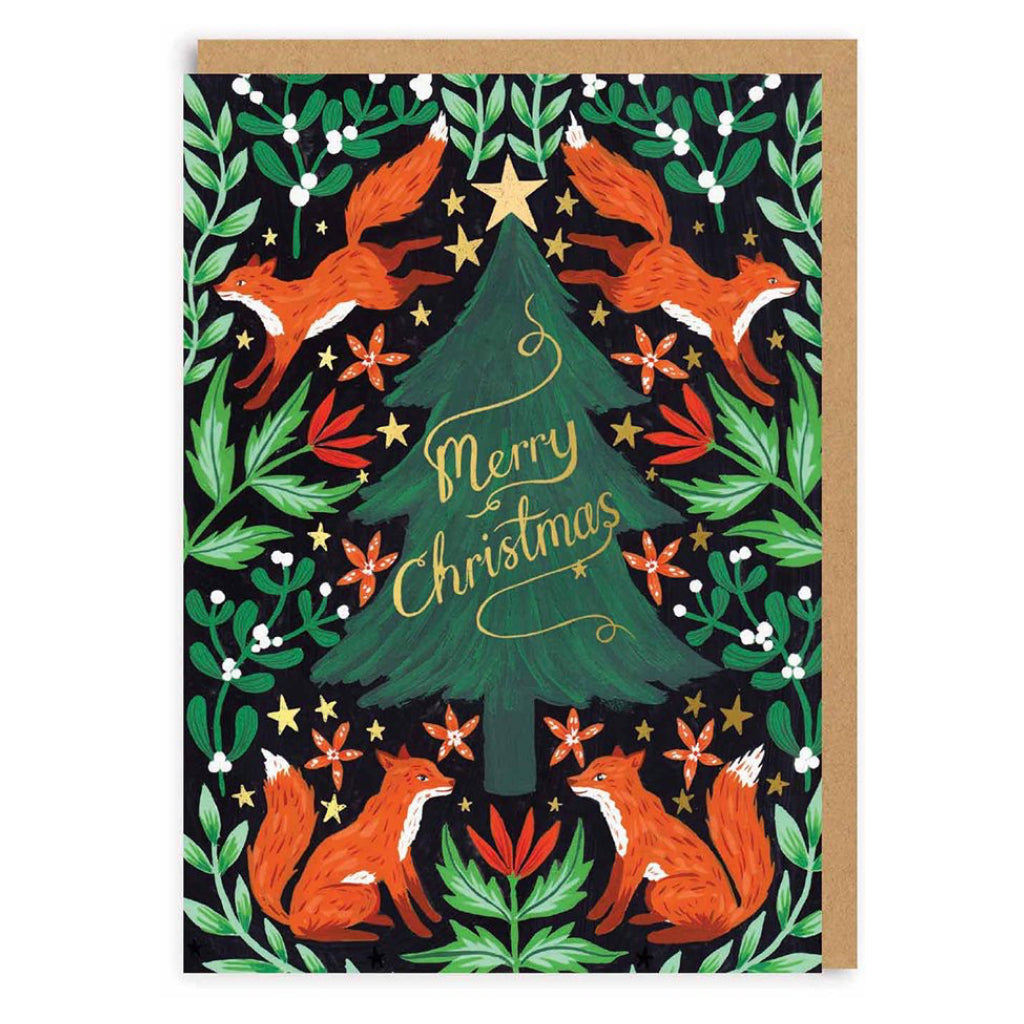 Fox Christmas Tree Card