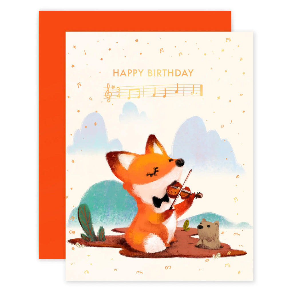 Fox Playing Violin Birthday Card