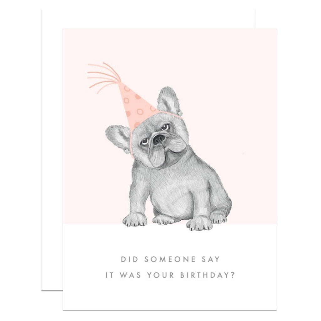 Frenchie With Party Hat Birthday card