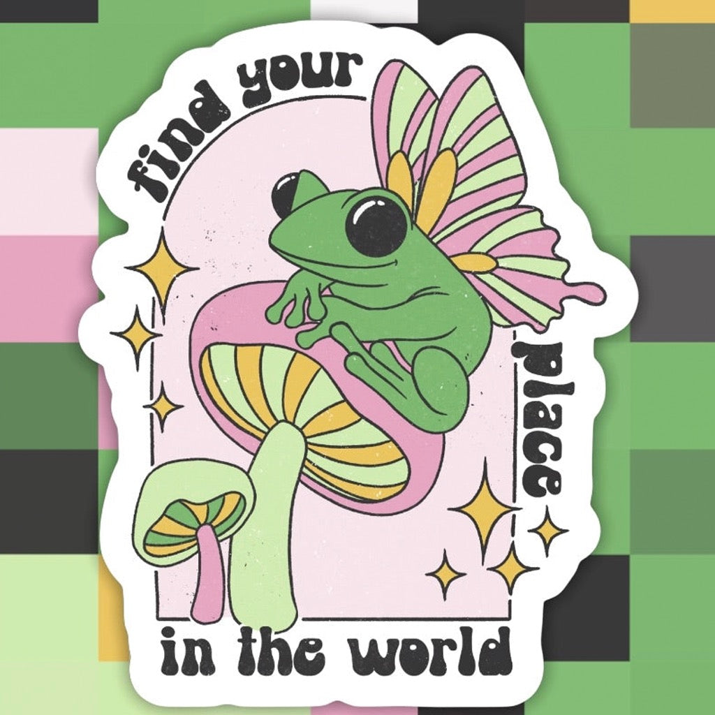 Frog Find Your Place Transparent Sticker.