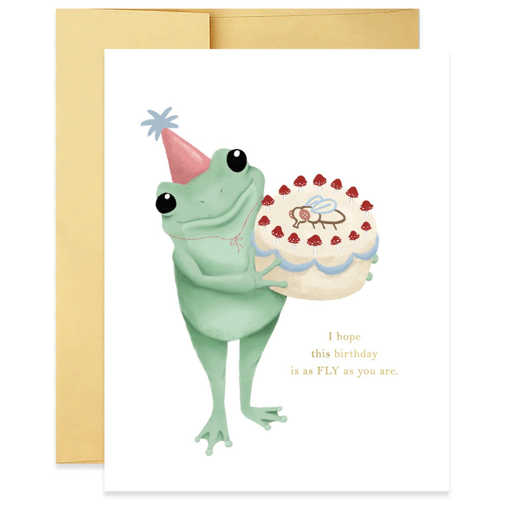 Frog Fly Birthday Card.