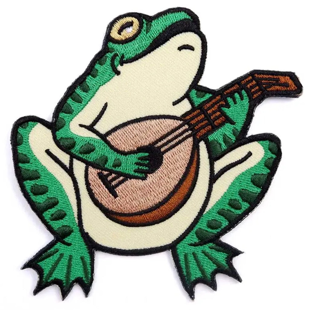 Frog Serenade Embroidered Patch.