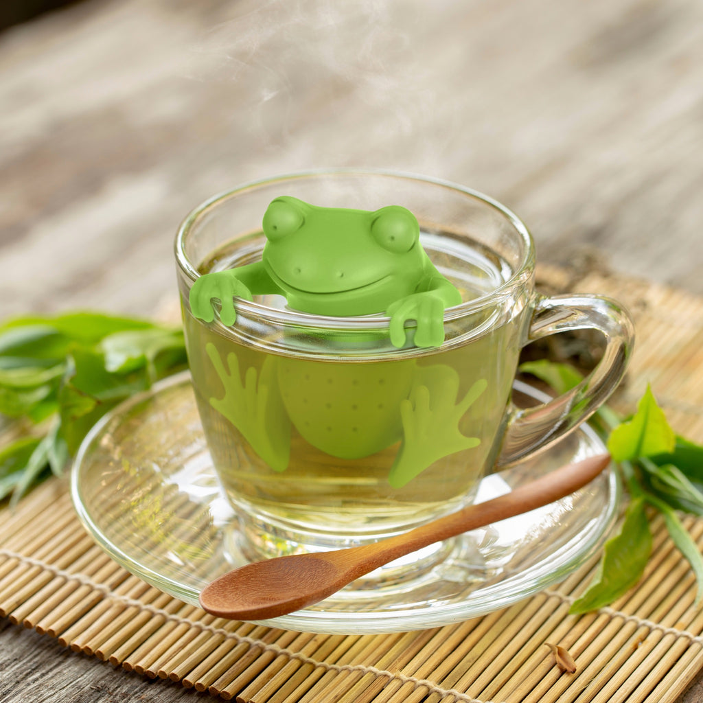 Frog Tea Infuser on table.