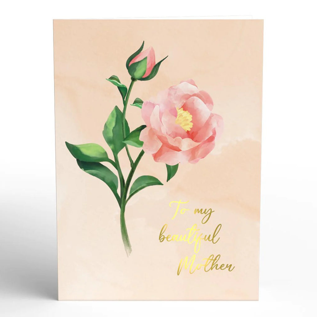 Front of Mother's Day Peonies Pop-Up Card.