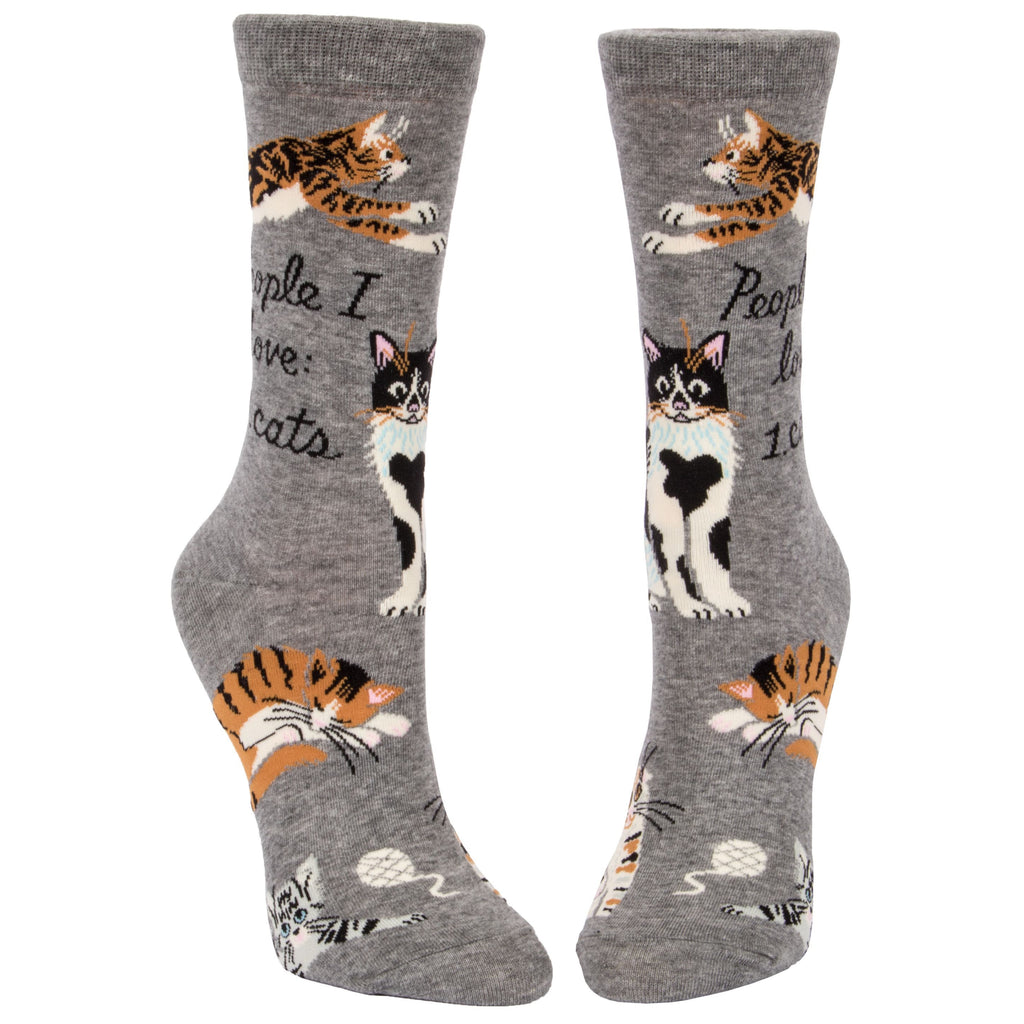 Front of People I Love Cats Crew Socks.