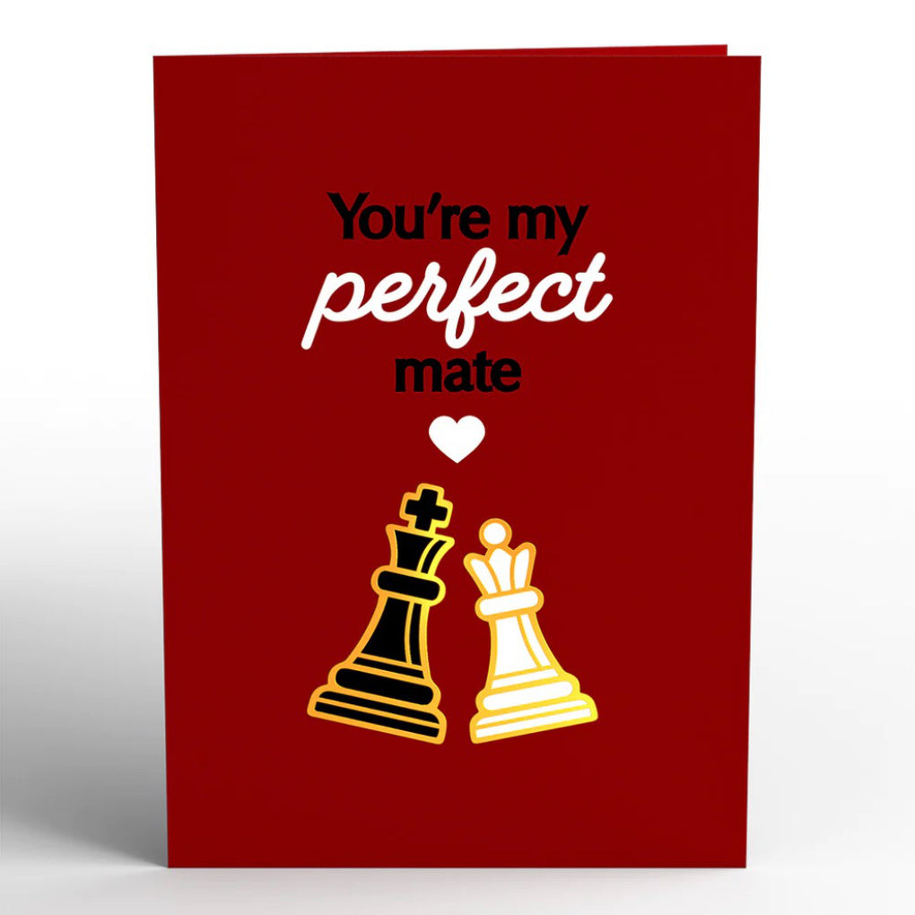 Front of You're My Perfect Mate Pop-Up Card.