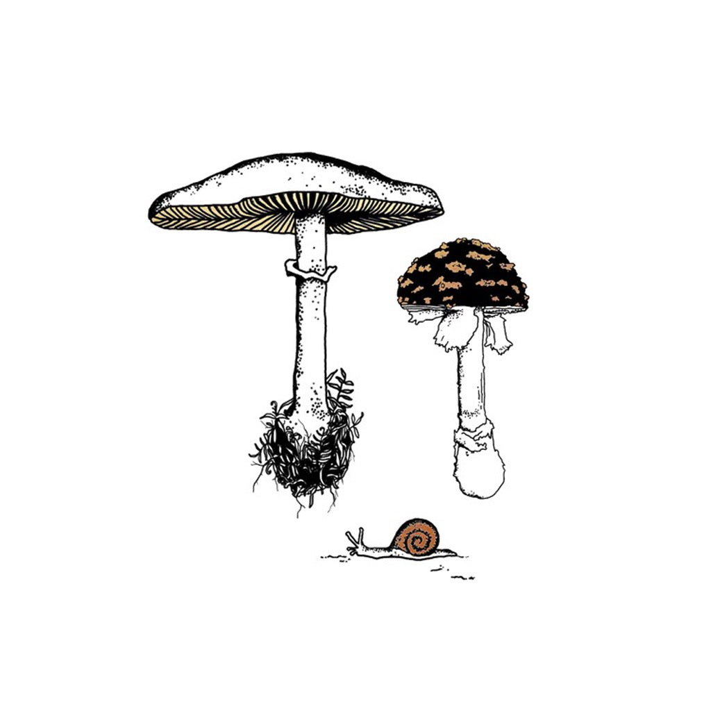 Fungi Garden Metallic Trio Tattoo.