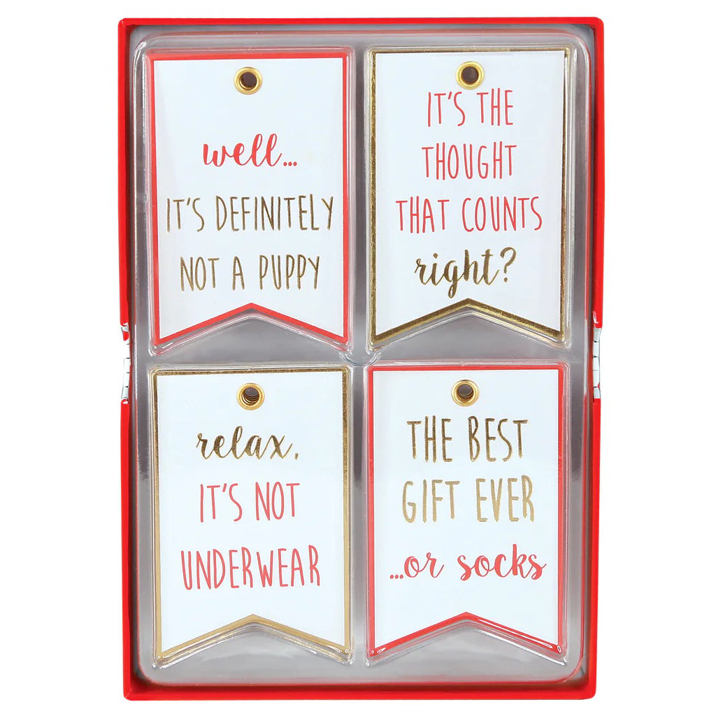 Funny Text Christmas Gift Tag Set.