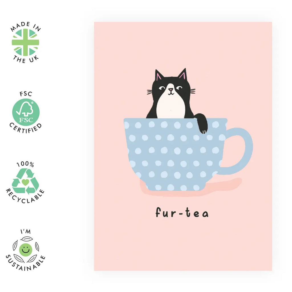 Fur-Tea 30th Birthday Card environmental features.