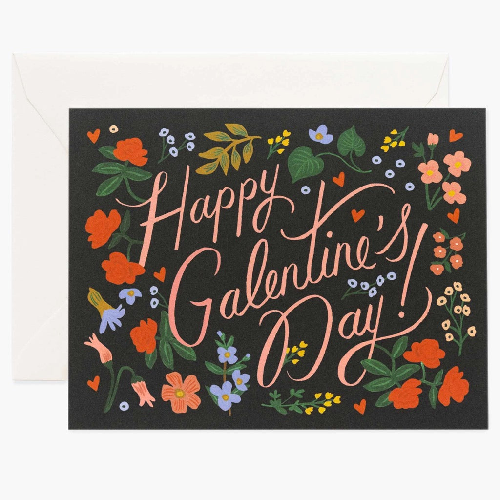Galentines Day Floral on Black Card
