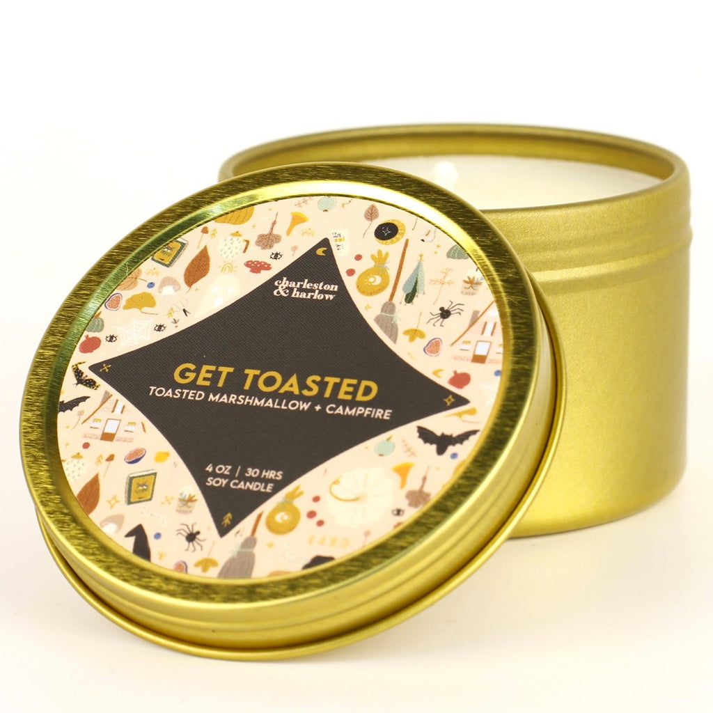 Get Toasted Soy Wax Candle Travel Tin.