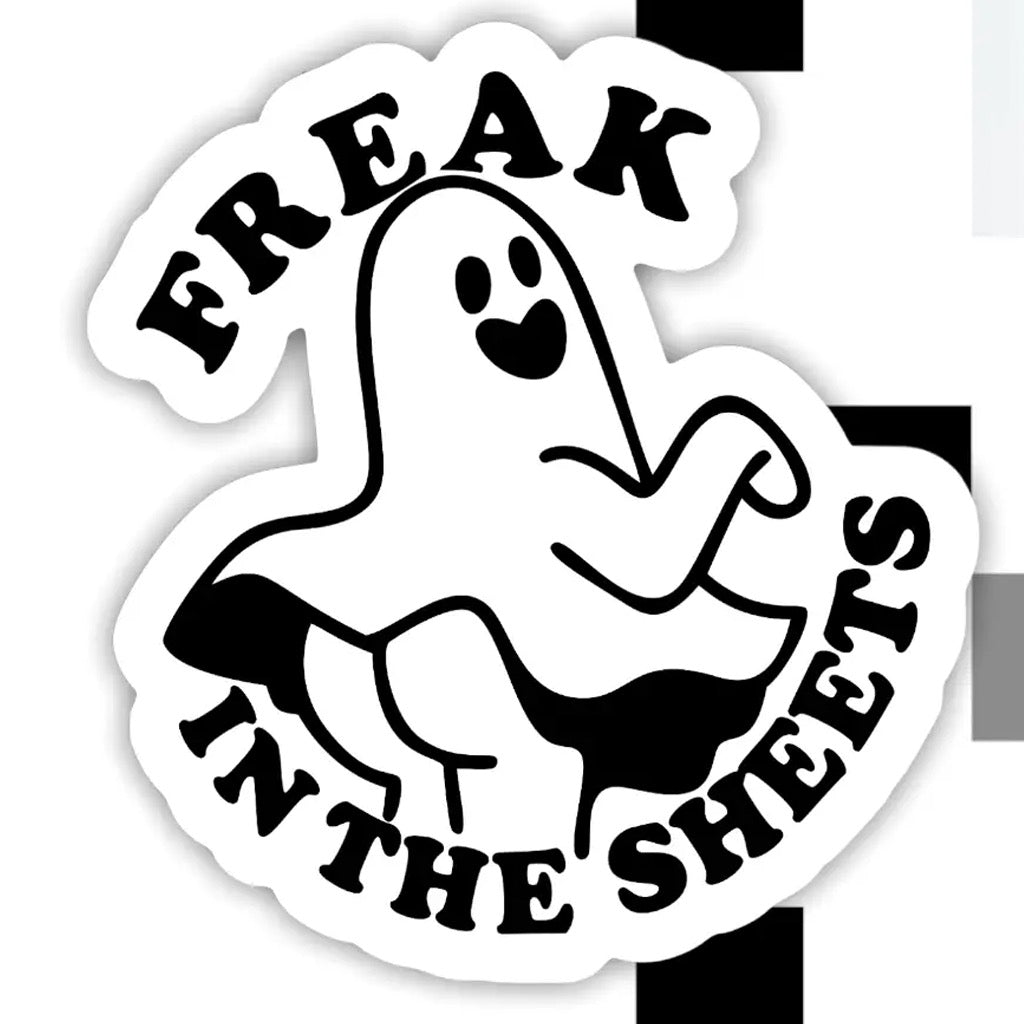 Ghost Freak in the Sheets Sticker.