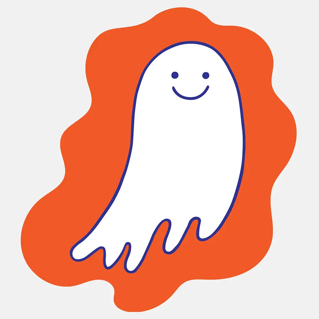 Ghost with Red Background Sticker.