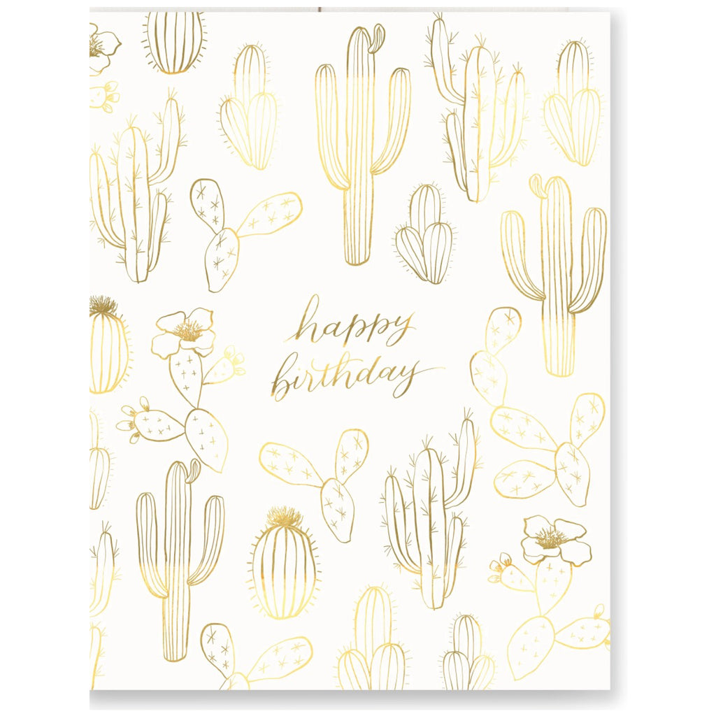 Gilded Cactus Birthday Card.