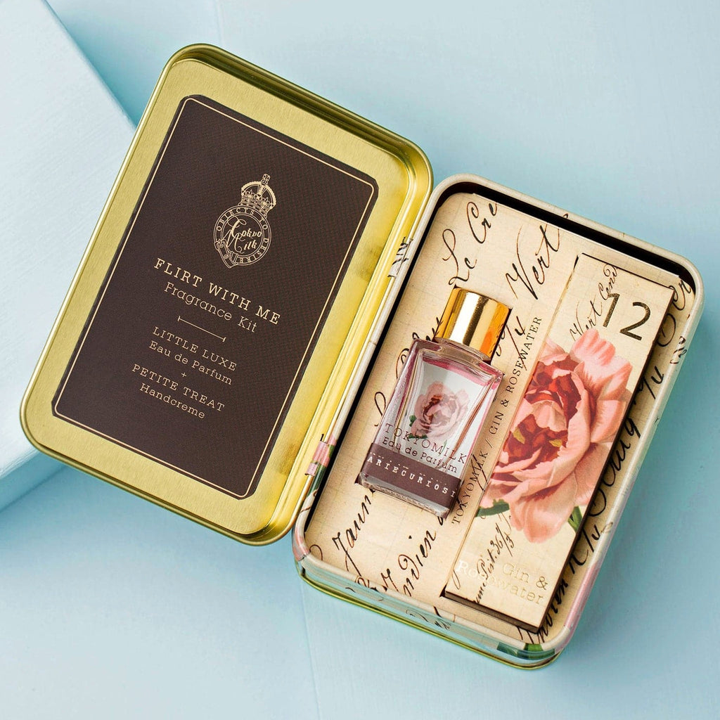 Gin & Rosewater Flirt With Me Fragrance Kit open.
