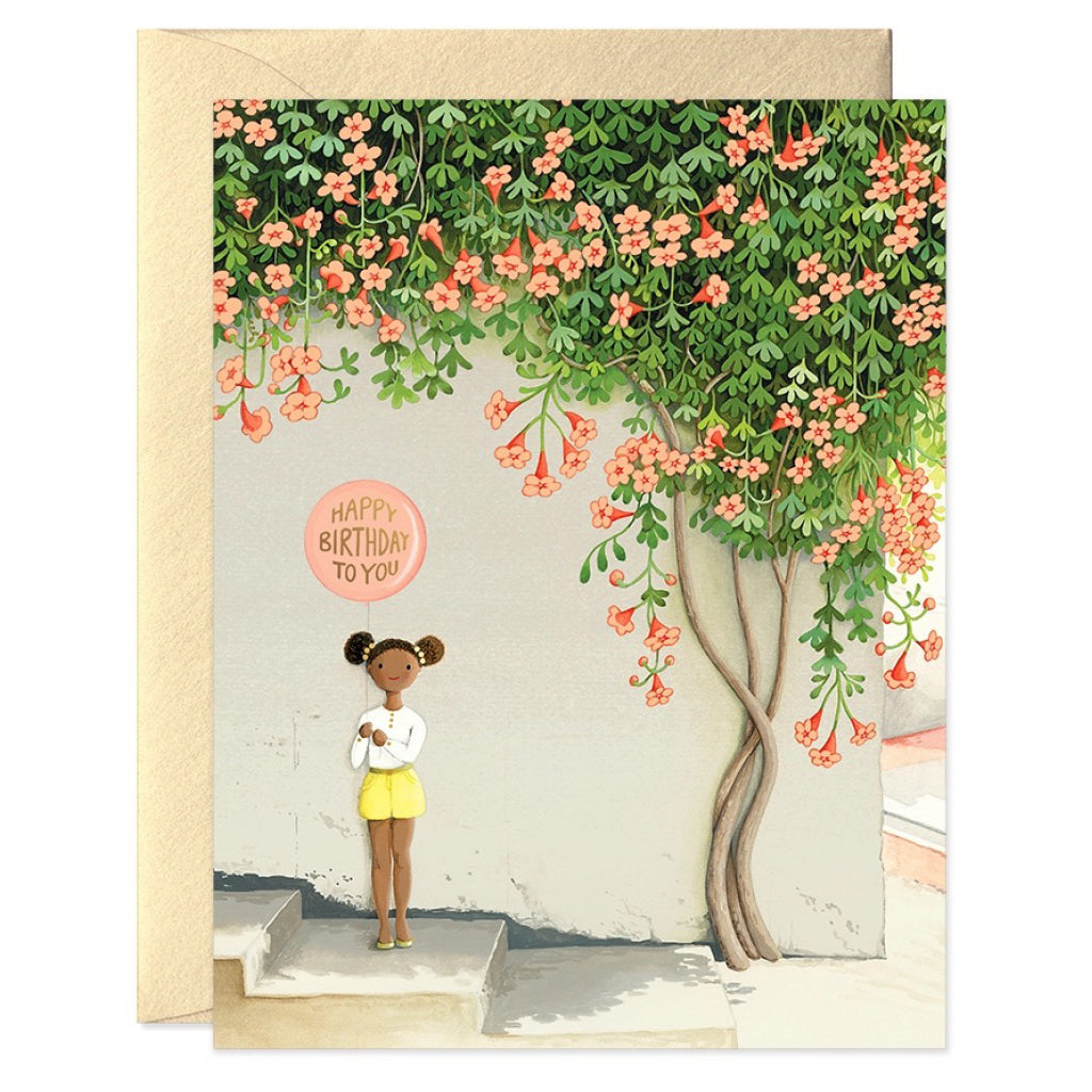 Girl Under Vines Tree Birthday Card