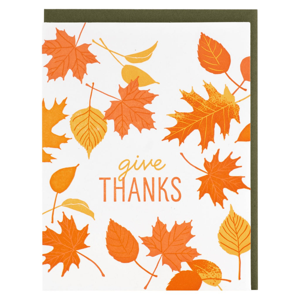 Give Thanks Fall Leaves Card