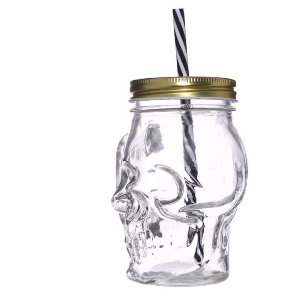 Glass Skull Jar side view.