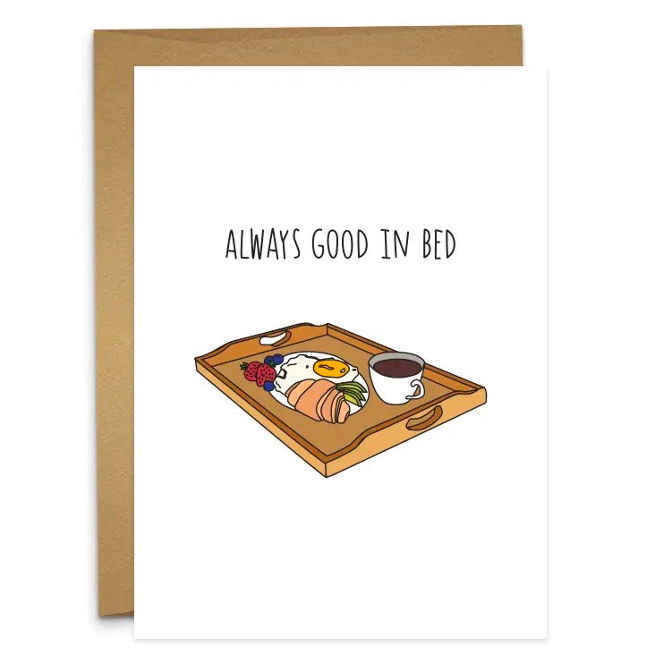 Good In Bed Breakfast Tray Card.