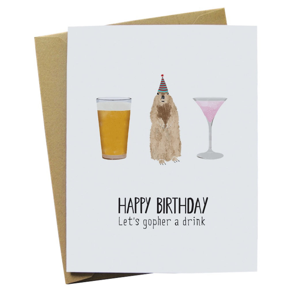 Gopher A Drink Birthday Card | Paper Wolf Design – Outer Layer