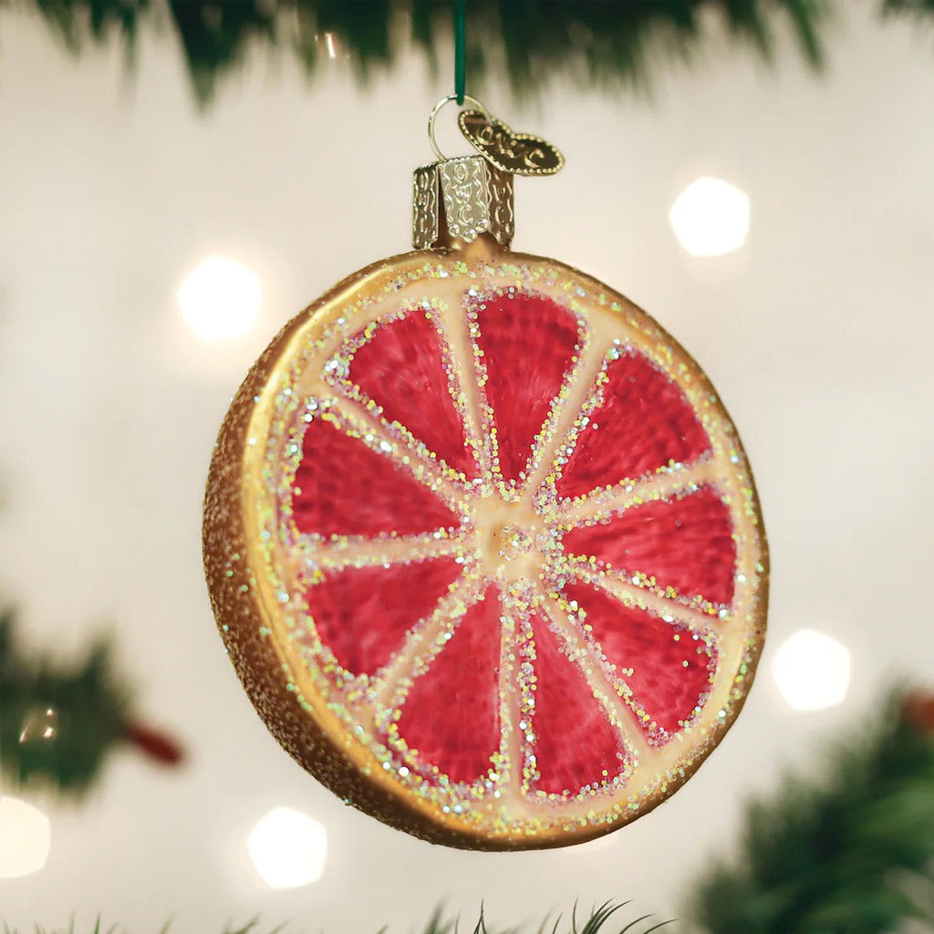 Grapefruit Ornament in tree.