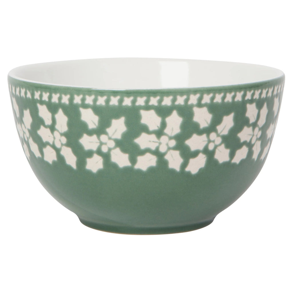 Green Holly Jolly candy bowl.