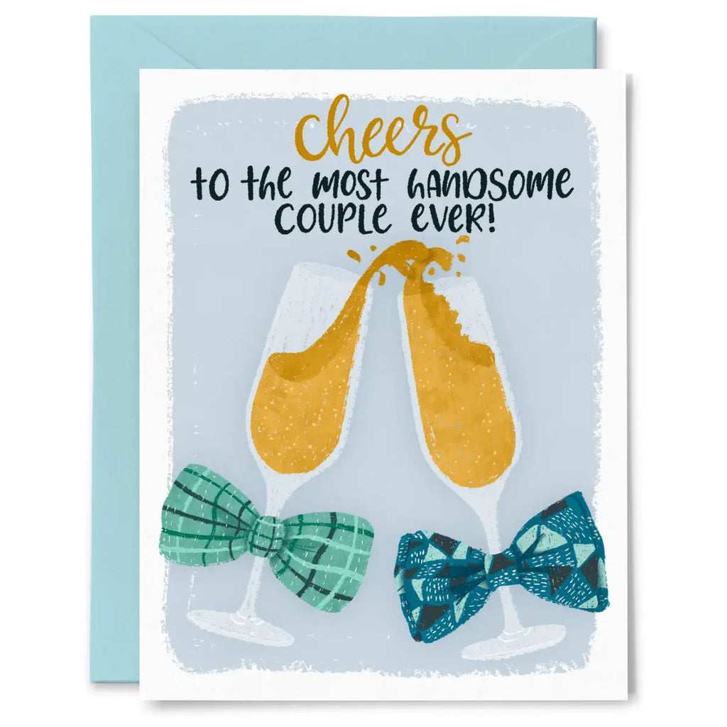 Handsome Couple Bow Ties Wedding Card.
