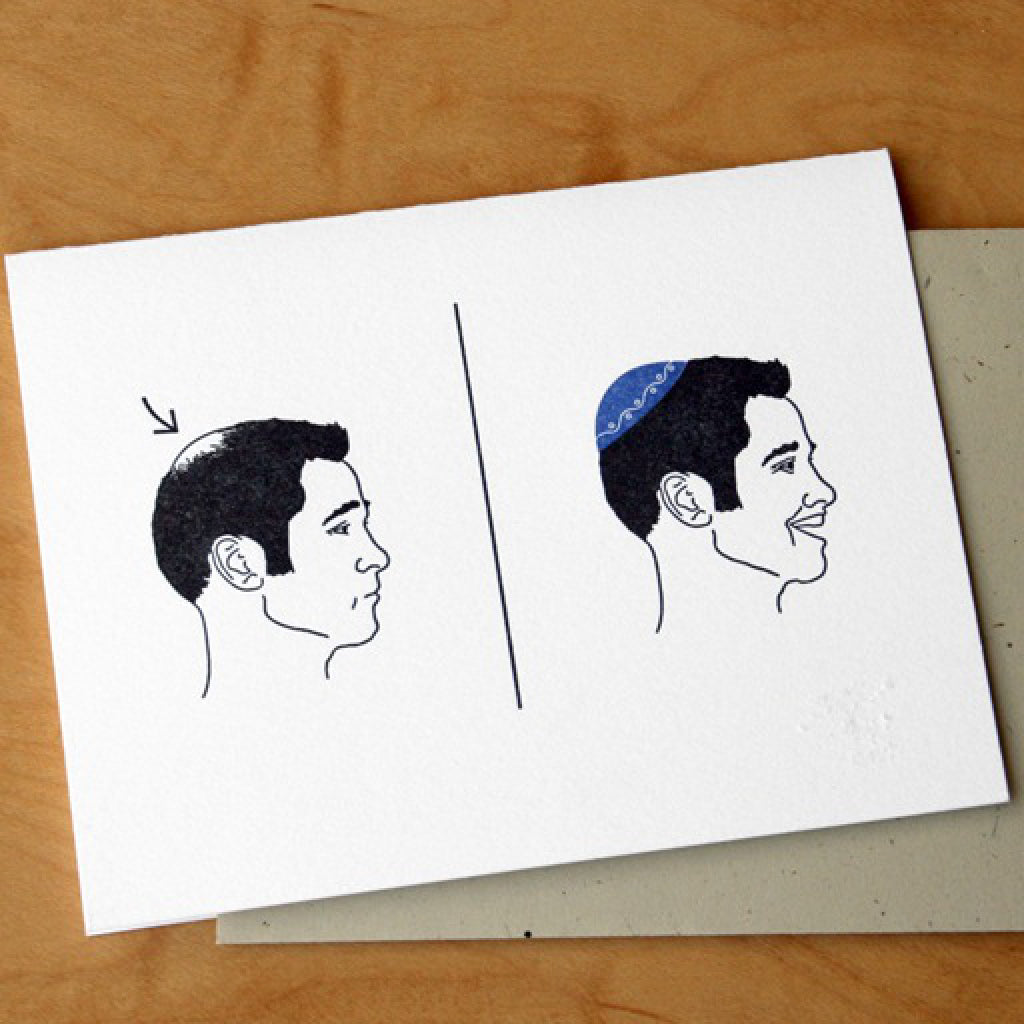 Hanukkah Baldy Card close-up